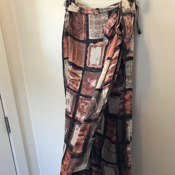 Principles Women's True Wrap Skirt Viscose Lagenlook Artsy Earthy Neutral Fall‎ - Picture 3 of 10